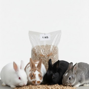 Natural High-Fibre Complete Rabbit Pellets – 1kg Bag | Balanced Daily Nutrition with Vitamins, Minerals & Probiotics | Alfalfa, Grass, Linseed & Mint Formula for Adult, Breeding, Show, Lactating & Growing Rabbits