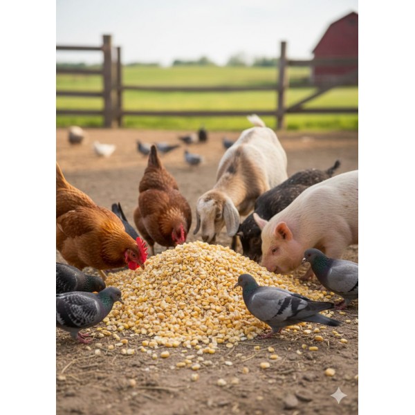 Premium Yellow Cracked Corn (Broken Corn) – 1kg Bag | High-Energy Feed for Chickens, Ducks, Turkeys, Pigeons, Doves, Parrots, Budgies, Finches, Wild Birds, Rabbits, Horses, Goats, Sheep, Cattle, Deer & Small Animals