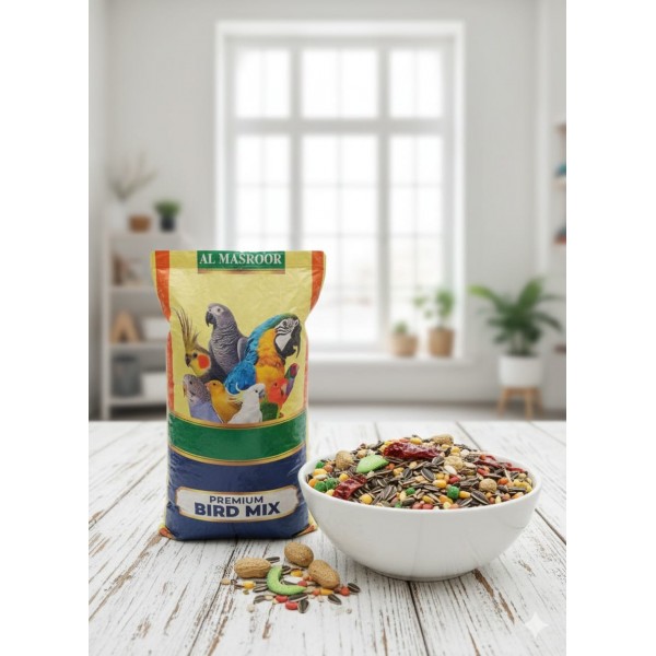 Premium Wild Bird Seed Mix – 1kg Bag | All-Natural High-Energy Blend with Sunflower Seeds, Peanuts & Chili Peppers | Attracts Parrots, Macaws, Finches, Cardinals & More