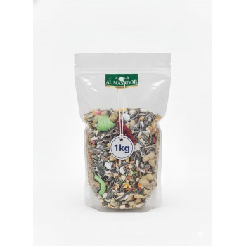 Premium Wild Bird Seed Mix – 1kg Bag | All-Natural High-Energy Blend with Sunflower Seeds, Peanuts & Chili Peppers | Attracts Parrots, Macaws, Finches, Cardinals & More