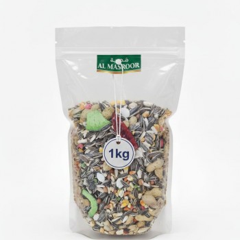 Premium Wild Bird Seed Mix – 1kg Bag | All-Natural High-Energy Blend with Sunflower Seeds, Peanuts & Chili Peppers | Attracts Parrots, Macaws, Finches, Cardinals & More