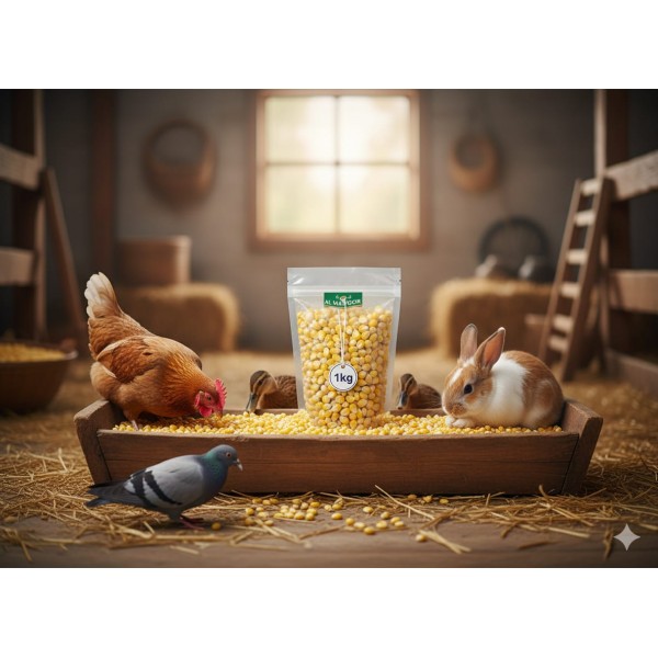 Premium Dried Whole Yellow Corn Kernels for Livestock & Wildlife – High-Energy, All-Natural Animal Feed, Nutrient-Rich, 1 kg Bag