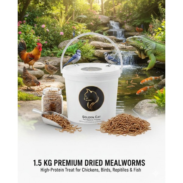 Petco Nature Dried Mealworms, 1.5KG – High-Protein Natural Treat for Birds, Chickens, Fish, Reptiles & Small Pets