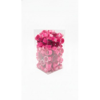 100 Pcs Pink Chicken & Bird Leg Rings – 9mm Plastic Identification Bands for Poultry, Pigeons, Parrots, Conure, Macaw, African Grey – Numbered Clip-On Foot Bands for Small & Large Birds