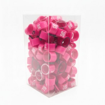 100 Pcs Pink Chicken & Bird Leg Rings – 9mm Plastic Identification Bands for Poultry, Pigeons, Parrots, Conure, Macaw, African Grey – Numbered Clip-On Foot Bands for Small & Large Birds