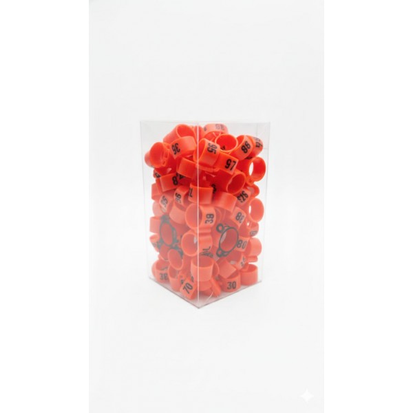 100 Pcs Red Chicken & Bird Leg Rings – 9mm Plastic Identification Bands for Poultry, Pigeons, Parrots, Conure, Macaw, African Grey – Numbered Clip-On Foot Bands for Small & Large Birds
