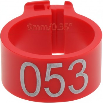 100 Pcs Red Chicken & Bird Leg Rings – 9mm Plastic Identification Bands for Poultry, Pigeons, Parrots, Conure, Macaw, African Grey – Numbered Clip-On Foot Bands for Small & Large Birds