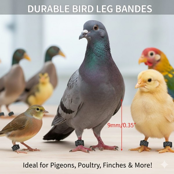 100 Pcs Black Chicken & Bird Leg Rings – 10mm ( 1 cm ) Plastic Identification Bands for Poultry, Pigeons, Parrots, Conure, Macaw, African Grey – Numbered Clip-On Foot Bands for Medium & Large Birds