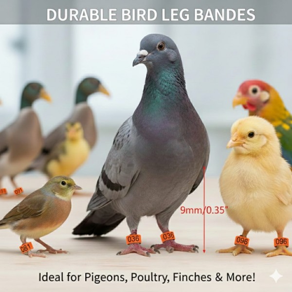 100 Pcs Orange Chicken & Bird Leg Rings – 10mm (1cm) Plastic Identification Bands for Poultry, Pigeons, Parrots, Conure, Macaw, African Grey – Numbered Clip-On Foot Bands for Medium & Large Birds