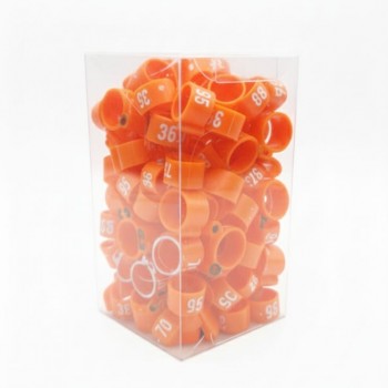 100 Pcs Orange Chicken & Bird Leg Rings – 10mm (1cm) Plastic Identification Bands for Poultry, Pigeons, Parrots, Conure, Macaw, African Grey – Numbered Clip-On Foot Bands for Medium & Large Birds