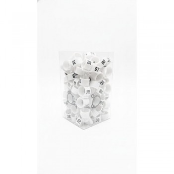 100 Pcs White Chicken & Bird Leg Rings – 10mm (1cm) Plastic Identification Bands for Poultry, Pigeons, Parrots, Conure, Macaw, African Grey – Numbered Clip-On Foot Bands for Medium & Large Birds