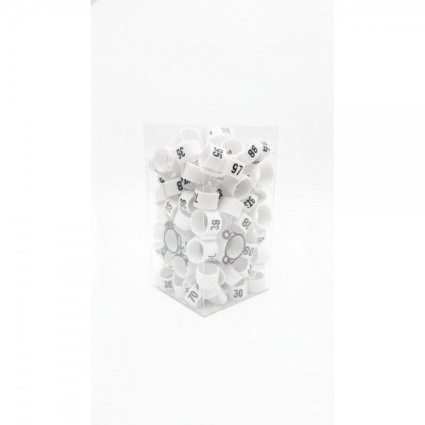 100 Pcs White Chicken & Bird Leg Rings – 10mm (1cm) Plastic Identification Bands for Poultry, Pigeons, Parrots, Conure, Macaw, African Grey – Numbered Clip-On Foot Bands for Medium & Large Birds