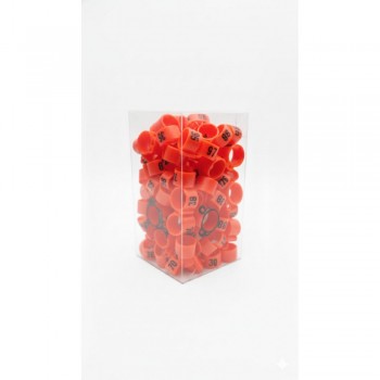 100 Pcs Red Chicken & Bird Leg Rings – 10mm (1cm) Plastic Identification Bands for Poultry, Pigeons, Parrots, Conure, Macaw, African Grey – Numbered Clip-On Foot Bands for Medium & Large Birds