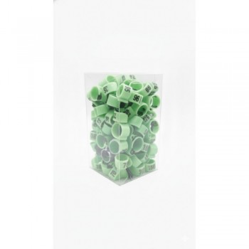 100 Pcs Green Chicken & Bird Leg Rings – 10mm (1cm) Plastic Identification Bands for Poultry, Pigeons, Parrots, Conure, Macaw, African Grey – Numbered Clip-On Foot Bands for Medium & Large Birds