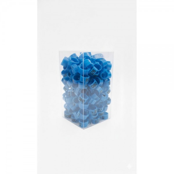 100 Pcs Blue Chicken & Bird Leg Rings – 10mm (1cm) Plastic Identification Bands for Poultry, Pigeons, Parrots, Conure, Macaw, African Grey – Numbered Clip-On Foot Bands for Medium & Large Birds