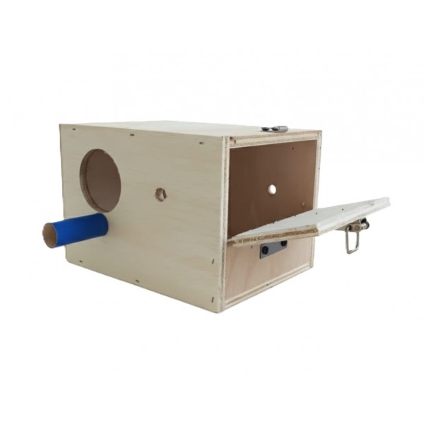 PetNest Wooden Bird Breeding Box for Small Birds – Natural Nesting House with Perch & Easy-Access Door (Budgies, Finches, Canaries, Lovebirds) – 21 × 16 × 15 cm