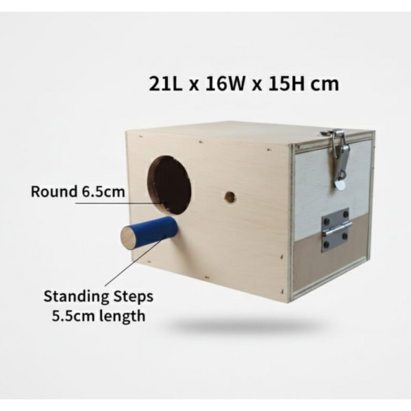 PetNest Wooden Bird Breeding Box for Small Birds – Natural Nesting House with Perch & Easy-Access Door (Budgies, Finches, Canaries, Lovebirds) – 21 × 16 × 15 cm