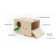 Wooden Bird Nesting & Breeding Box for Budgies & Lovebirds – Natural Wood, Hinged Lid, Perch, 25 × 16 × 14.5 cm