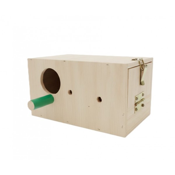 Wooden Bird Nesting & Breeding Box for Budgies & Lovebirds – Natural Wood, Hinged Lid, Perch, 25 × 16 × 14.5 cm Wooden Bird Nesting & Breeding Box for Budgies & Lovebirds – Natural Wood, Hinged Lid, Perch, 25 × 16 × 14.5 cm