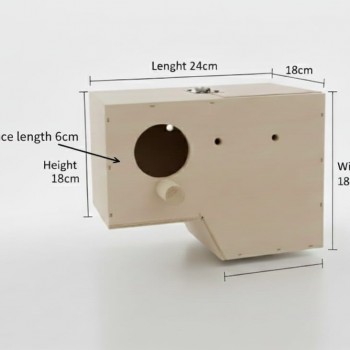 Standard Wooden Bird Breeding Nest Box for Small Birds – Budgies, Lovebirds, Parakeets – Natural Wood, Hinged Lid & Perch – 24 × 18 × 18 cm