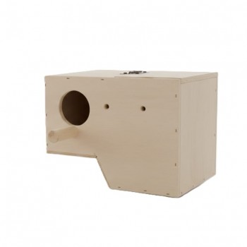 Standard Wooden Bird Breeding Nest Box for Small Birds – Budgies, Lovebirds, Parakeets – Natural Wood, Hinged Lid & Perch – 24 × 18 × 18 cm