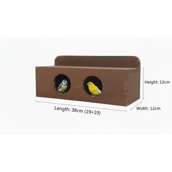 Wooden Bird Nesting Box with Dual Compartments – Solid Wood Birdhouse for Budgies, Parakeets, Cockatiels & Lovebirds – 6 cm Entrance Hole – 38 × 12 × 12 cm