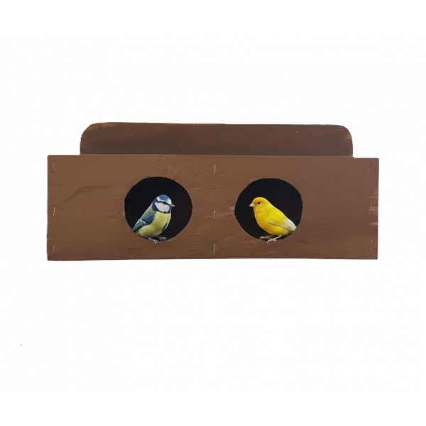 Wooden Bird Nesting Box with Dual Compartments – Solid Wood Birdhouse for Budgies, Parakeets, Cockatiels & Lovebirds – 6 cm Entrance Hole – 38 × 12 × 12 cm