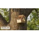 Eco-Friendly Wooden Birdhouse Kit for Small Birds – Natural Solid Wood Nesting Box with 6 cm Round Entry, Yellow Perch & Easy-Clean Door – Outdoor Garden Bird House (15 × 17 × 14.5 cm)