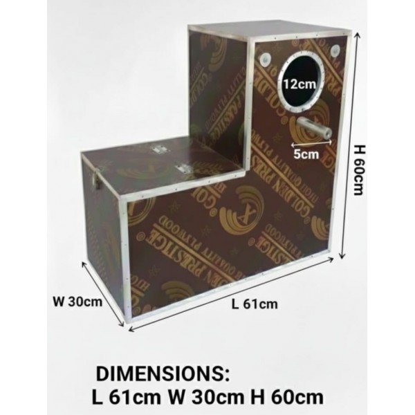 Golden Prestige Large L-Shaped Wooden Bird Nesting Box (61×30×60 cm) – Luxury Two-Tier Breeding Box with Perch for Lovebirds, Cockatiels & Parakeets