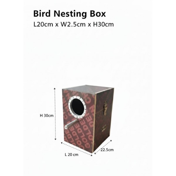 Natural Wooden Bird Nesting Box with Perch – 20 × 22.5 × 30 cm, Side-Opening Hatch, Ideal for Parakeets, Budgies, Lovebirds & Cockatiels