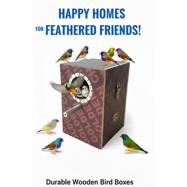 Natural Wooden Bird Nesting Box with Perch – 20 × 22.5 × 30 cm, Side-Opening Hatch, Ideal for Parakeets, Budgies, Lovebirds & Cockatiels