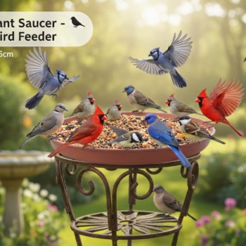 Pigeons Flat Type Plastic Bowl (Large) – Multi-Purpose Feeding Dish for Pigeons, Birds, Cats, Rabbits & Small Pets – Wide Shallow Design – 51 × 51 × 6 cm