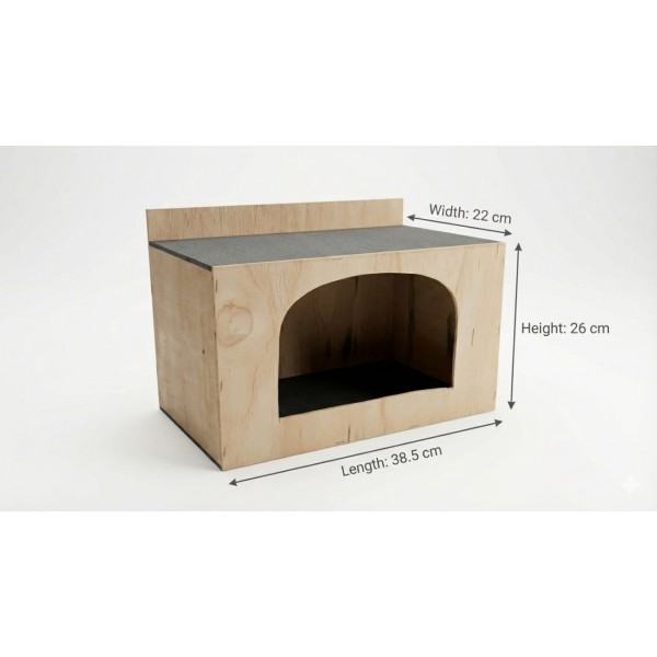 Modern Wooden Nesting Box & Pet House –( Small ) Pigeon Breeding Box / Cozy Cat & Small Pet Cave – Minimal Arched Design – 38.5 × 22 × 26 cm