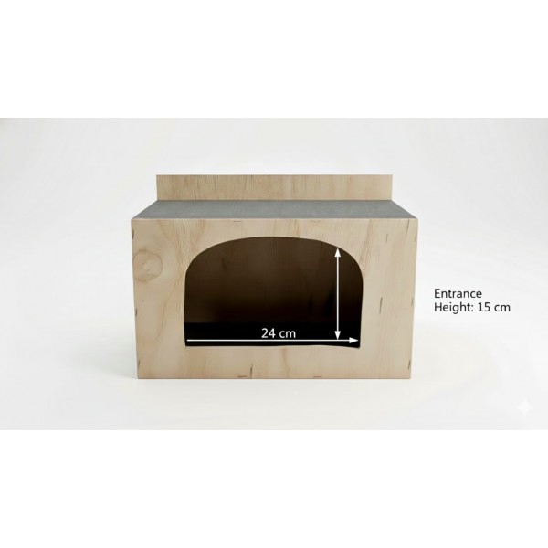 Modern Wooden Nesting Box & Pet House –( Small ) Pigeon Breeding Box / Cozy Cat & Small Pet Cave – Minimal Arched Design – 38.5 × 22 × 26 cm