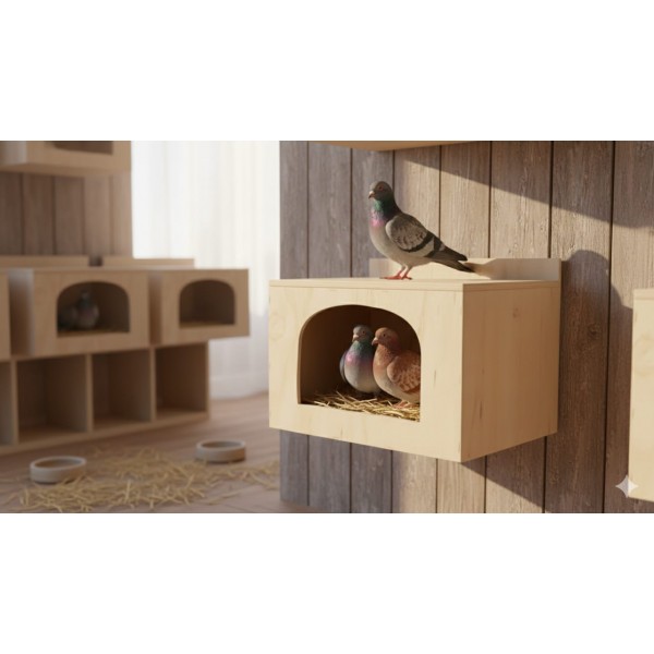 Modern Wooden Nesting Box & Pet House –( Small ) Pigeon Breeding Box / Cozy Cat & Small Pet Cave – Minimal Arched Design – 38.5 × 22 × 26 cm