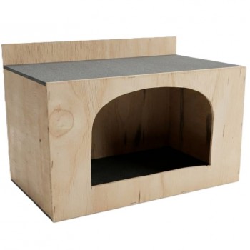 Modern Wooden Nesting Box & Pet House –( Small ) Pigeon Breeding Box / Cozy Cat & Small Pet Cave – Minimal Arched Design – 38.5 × 22 × 26 cm