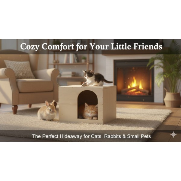 Modern Wooden Nesting Box & Pet House (Medium) – Pigeon Breeding Box / Cat & Small Pet Cave – 45.5 × 24 × 32 cm