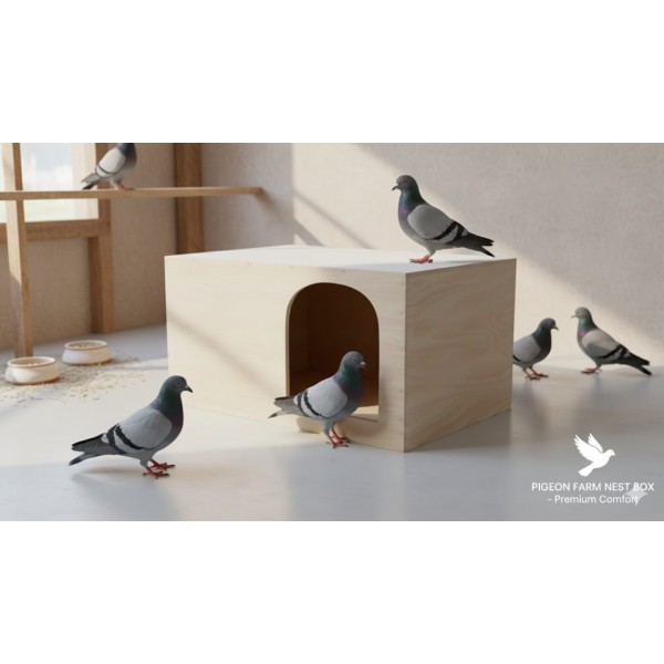 Modern Wooden Nesting Box & Pet House ( Large ), Pigeon Breeding Box, Cat & Small Dog Indoor Cave, Multifunctional Wooden Cat House with Side Table Top, Arched Entrance, 60.5×31×31 cm