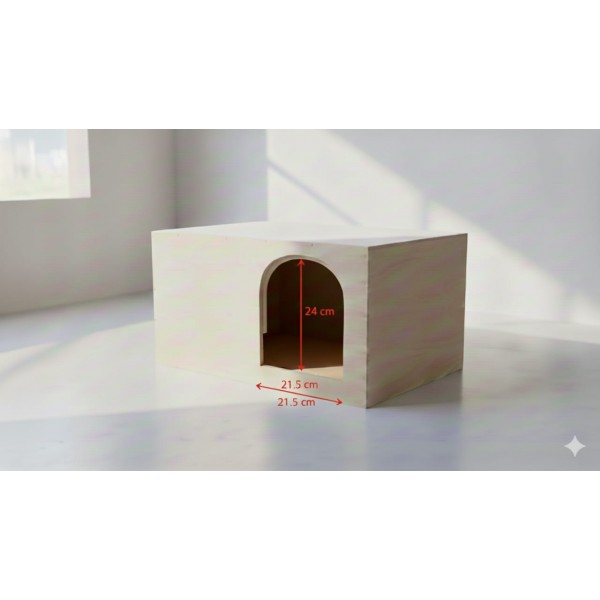 Modern Wooden Nesting Box & Pet House ( Large ), Pigeon Breeding Box, Cat & Small Dog Indoor Cave, Multifunctional Wooden Cat House with Side Table Top, Arched Entrance, 60.5×31×31 cm