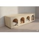 Large Wooden Pigeon Nesting Box with 4 Arched Entrances – Indoor Dovecote & Pet Housing Unit – Modern Light Wood Design – 122 × 27 × 29 cm