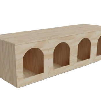 Large Wooden Pigeon Nesting Box with 4 Arched Entrances – Indoor Dovecote & Pet Housing Unit – Modern Light Wood Design – 122 × 27 × 29 cm