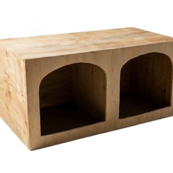 Medium Wooden Pigeon Nesting Box with 2 Arched Entrances – Indoor Dovecote & Pet Housing Unit – Modern Light Wood Design – 60.5 × 27 × 28 cm