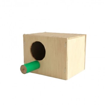 Wooden Bird Breeding Nest Box (Small) – Natural Wood Nesting House with Top Opening & Egg Baffle – For Budgies & Finches – 13.5 × 10 × 10 cm