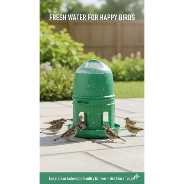 Automatic Plastic Bird Water Drinker – 4 Liter Gravity-Fed Water Dispenser for Pigeons, Parrots & Poultry