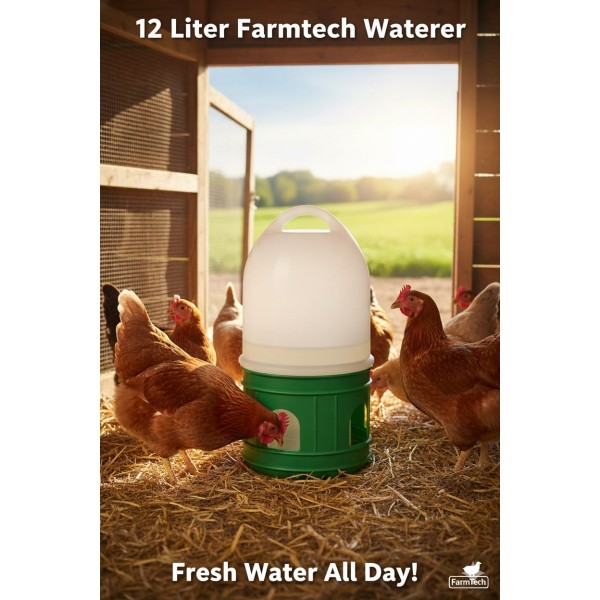 12L Automatic Poultry & Pigeon Waterer – Gravity-Fed Plastic Bird Drinker (Green)