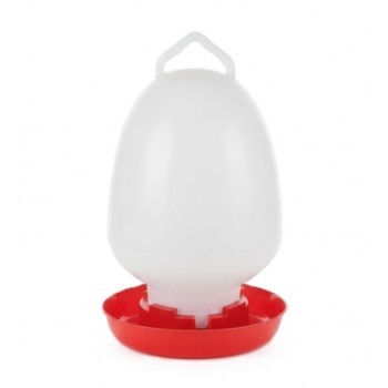 Automatic Plastic Chicken Waterer 7 Liter Capacity – Gravity-Fed Poultry Drinking Feeder with Translucent Container, Anti-Tip Red Base, Carrying & Hanging Handle – Suitable for Chicks and Adult Hens