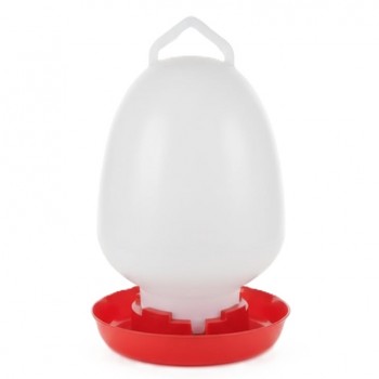 Automatic Plastic Chicken Waterer 7 Liter Capacity – Gravity-Fed Poultry Drinking Feeder with Translucent Container, Anti-Tip Red Base, Carrying & Hanging Handle – Suitable for Chicks and Adult Hens