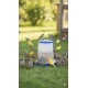 1kg Plastic Chicken Feeder, Blue and White Color - Gravity-Fed Poultry Feeder with Feed Saver Ring, Lid and Carry Handle