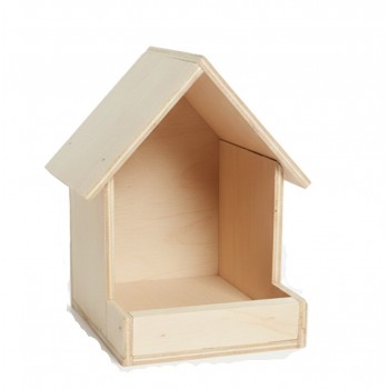 Paintable Wooden Bird Feeder & Birdhouse – Natural Eco-Friendly Wood Outdoor Bird Feeder with Roof Cover, Open Tray Design, DIY Craft Bird House for Garden, Patio & Balcony (24 × 22 × 17 cm)