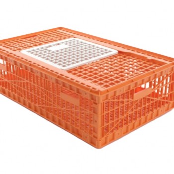 Heavy-Duty Plastic Poultry Transport Crate with Sliding Top Door – Stackable Ventilated Chicken Carry Cage for Live Bird Transport – 90 × 55 × 27 cm